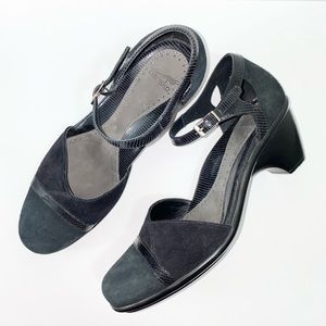 Dansko Black Suede Heeled Mary Janes Size 40